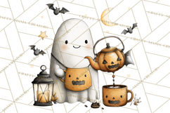 Ghost Café Mini World PNG, Cute Halloween Coffee Ghosts Product Image 5