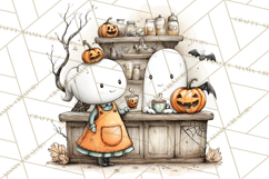 Ghost Café Mini World PNG, Cute Halloween Coffee Ghosts Product Image 4