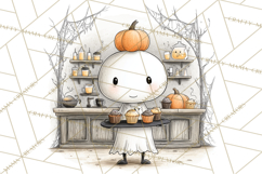 Ghost Café Mini World PNG, Cute Halloween Coffee Ghosts Product Image 4