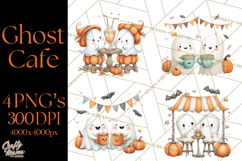 Ghost Café Mini World PNG, Cute Halloween Coffee Ghosts Product Image 1