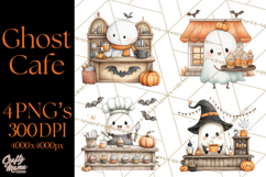 Ghost Café Mini World PNG, Cute Halloween Coffee Ghosts Product Image 1