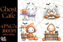 Ghost Café Mini World PNG, Cute Halloween Coffee Ghosts Product Image 1