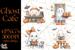 Ghost Café Mini World PNG, Cute Halloween Coffee Ghosts Product Image 1