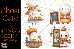 Ghost Café Mini World PNG, Cute Halloween Coffee Ghosts Product Image 1