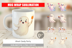 Mug Wrap Watercolor Ghost Candy Party Product Image 1