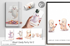 Digital Paper Watercolor Ghost Candy Party Product Image 1