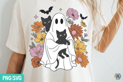 Retro Halloween Ghost &amp; Cat PNG, Cute Ghost Png Product Image 2