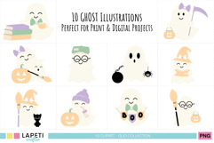 Cute Halloween Ghost Clipart Set | Kawaii Pastel Ghosts PNG Product Image 2