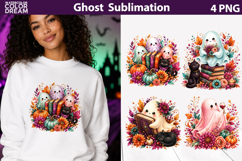 Cute Ghost Book Clipart | Halloween Sublimation Design Product Image 1