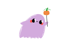 Cute Halloween Ghost Clipart Set, 6 Kawaii Spooky Ghosts PN Product Image 4