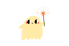 Cute Halloween Ghost Clipart Set, 6 Kawaii Spooky Ghosts PN Product Image 5