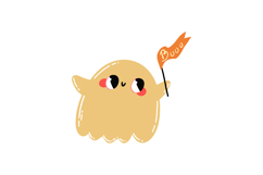 Cute Halloween Ghost Clipart Set, 6 Kawaii Spooky Ghosts PN Product Image 6