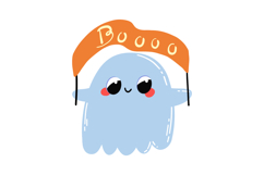 Cute Halloween Ghost Clipart Set, 6 Kawaii Spooky Ghosts PN Product Image 7