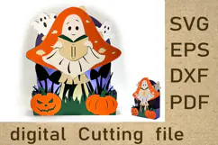 Cute Halloween Ghost 3D Shadow Box SVG Cutting File Product Image 1