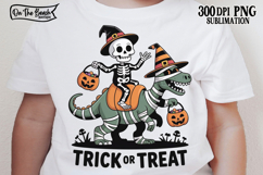Ghost Dinosaur Trick Or Treat Png Halloween Kids DTF 