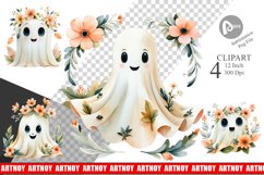 Ghost Watercolor Floral Clipart Product Image 1