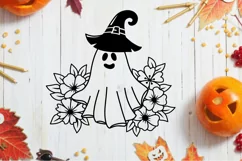 Spooky Season Svg, Ghost Svg, Halloween Svg, Floral Ghost Product Image 1