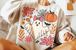 Halloween Ghost PNG, Fall PNG, Pumpkin PNG, Coquette Bow PNG Product Image 3