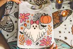 Halloween Ghost PNG, Fall PNG, Pumpkin PNG, Coquette Bow PNG Product Image 1
