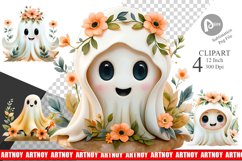 Ghost Watercolor Floral Clipart Product Image 1