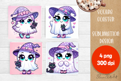Ghost Halloween Sublimation Coaster | Square Coaster Product Image 1