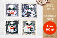 Ghost Halloween Sublimation Coaster | Square Coaster Product Image 1