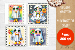 Ghost Halloween Sublimation Coaster | Square Coaster Product Image 1