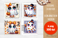 Ghost Halloween Sublimation Coaster | Square Coaster Product Image 1