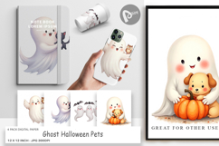 Digital Paper Watercolor Ghost Halloween Pets Product Image 1
