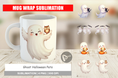 Mug Wrap Watercolor Ghost Halloween Pets Product Image 1