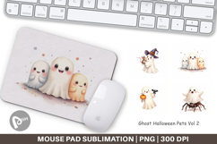 Mouse Pad Watercolor Ghost Halloween Pets Product Image 1