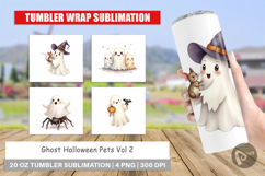 Tumbler Watercolor Ghost Halloween Pets Product Image 1