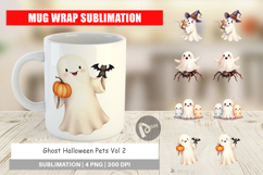 Mug Wrap Watercolor Ghost Halloween Pets Product Image 1