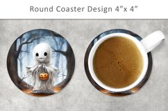 Halloween Ghost Round Coaster, round magnet Product Image 1