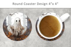 4x4 Halloween Ghost Round Coaster, Kitchen Decor Product Image 1