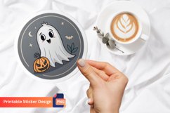 Ghost Halloween Round Sticker, Halloween Sticker Product Image 1