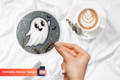 Ghost Halloween Round Sticker, Halloween Sticker Product Image 1