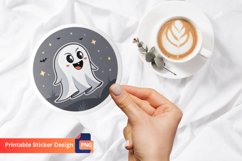 Ghost Halloween Round Sticker, Halloween Sticker Product Image 1