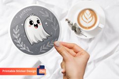 Ghost Halloween Round Sticker, Halloween Sticker Product Image 1