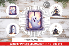 Wind Spinner Watercolor Ghost Haunted House Product Image 1