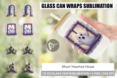 Glass Can Watercolor Ghost Haunted House Product Image 1