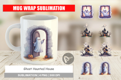 Mug Wrap Watercolor Ghost Haunted House Product Image 1