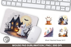 Mouse Pad Watercolor Ghost Haunted House Product Image 1