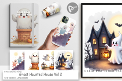Digital Paper Watercolor Ghost Haunted House Product Image 1