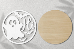 Ghost Hi Halloween Round Sign Laser Cut SVG Product Image 2