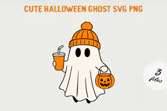 Cute Cartoon Ghost Clipart |Halloween PNG SVG Product Image 1