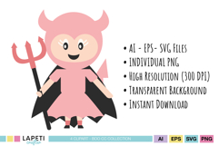 Cute vampire, mummy, ghost and devil clipart for Halloween crafts and decorations.