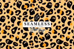 Orange Leopard print Ghost Pattern | Cute Halloween Paper Product Image 1
