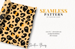 Orange Leopard print Ghost Pattern | Cute Halloween Paper Product Image 2