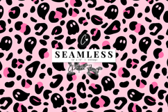 Pink Leopard Print Ghost Pattern | Cute Halloween Paper Product Image 1